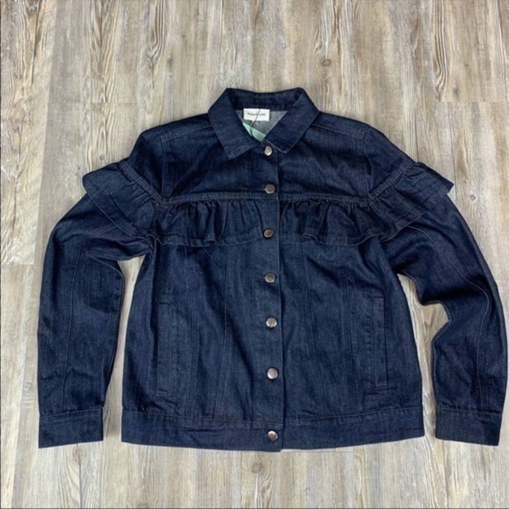 NWT Sugarlips Denim Ruffle Detail Blue Jean Jacket